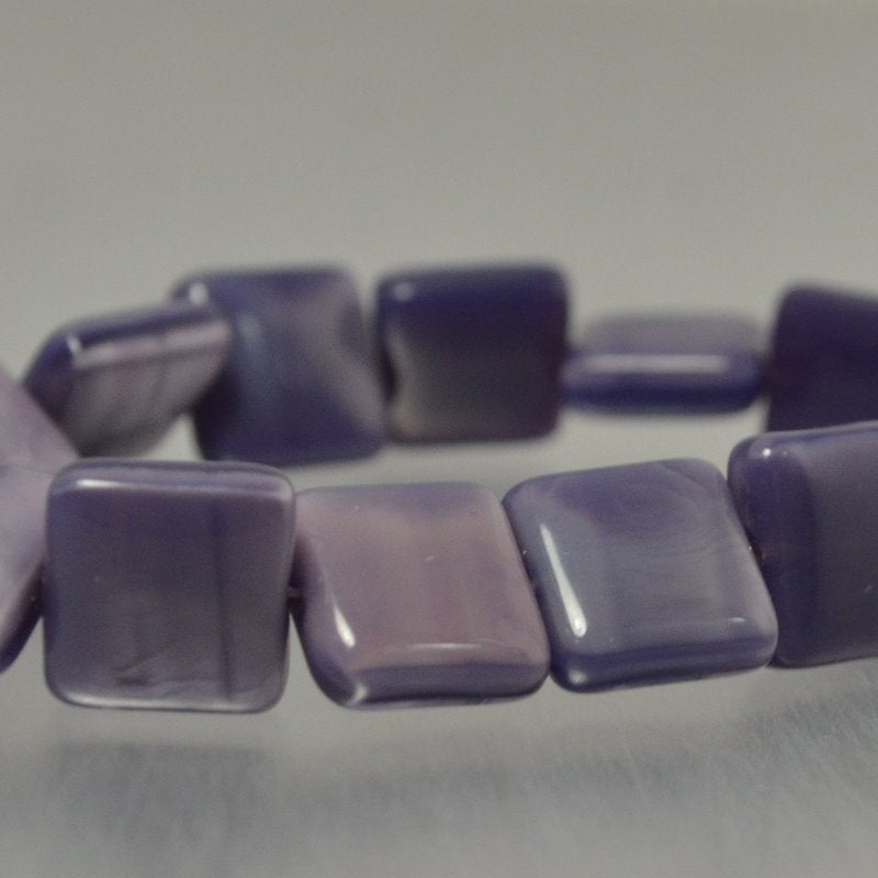 Czech Glass - 9mm Square Tablets - Plum Silk (15)