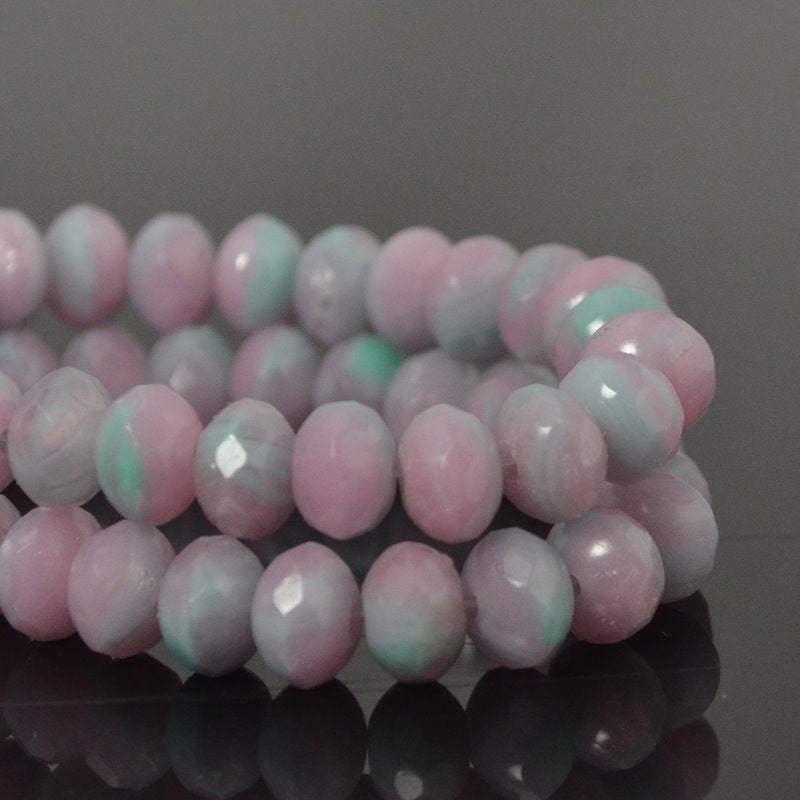 Fire Polish - 7x5mm - Faceted Donut Rondelle - Sweet Sixteen (strand 25)