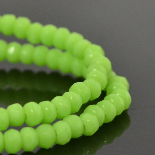 Fire Polish - 3x2mm - Faceted Donut Rondelle - Spring Shoots (Strand 50)