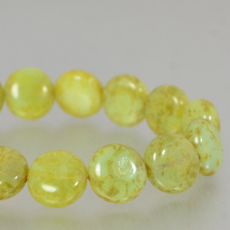 Czech Glass - 10mm Puff Coin - Chardonnay (Strand 15)