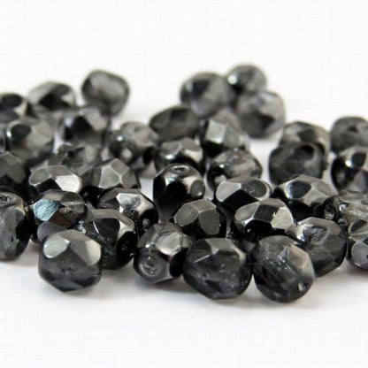 Fire Polish Faceted Round - 4mm - Crystal Earthtone Metallic Ice (50)