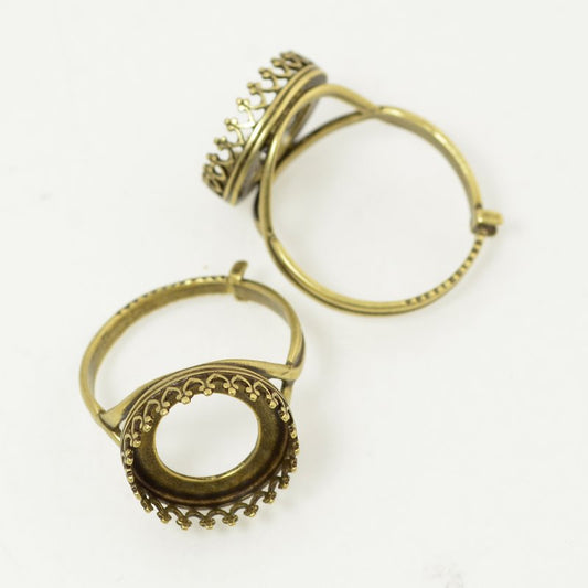 Rivoli Setting - ID 14mm Crown Bezel Ring - Antiqued Brass