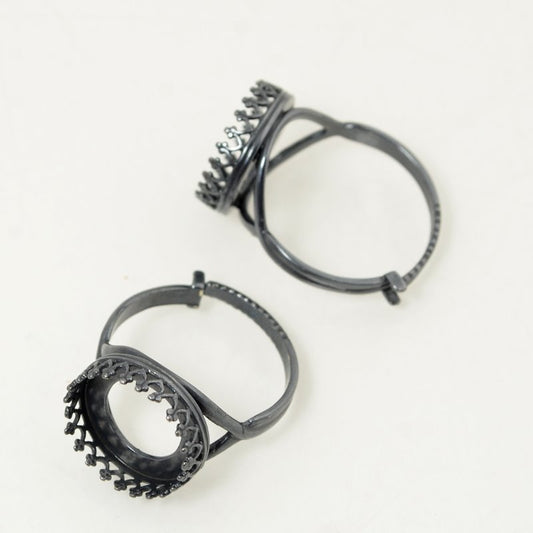 Rivoli Setting - ID 14mm Crown Bezel Ring - Gunmetal