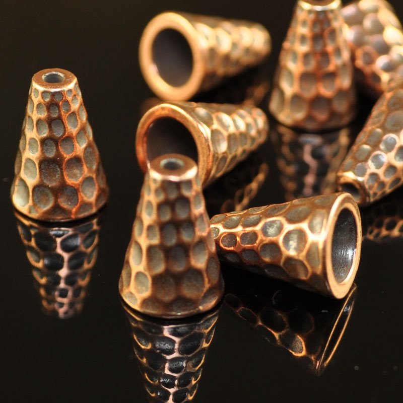 Cone Tall Hammered - 12.5mm - Antiqued Copper