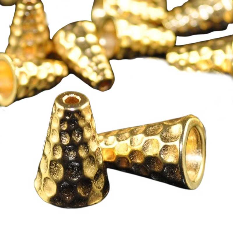 Findings - Cap/Cone - Tall Hammered Cone - Bright Gold Plated