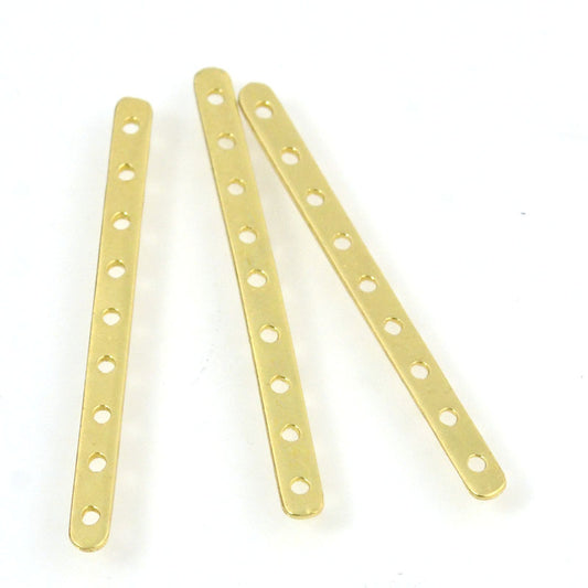 Separator/Connector - 9-hole Flat Spacer Bar - Bright Brass