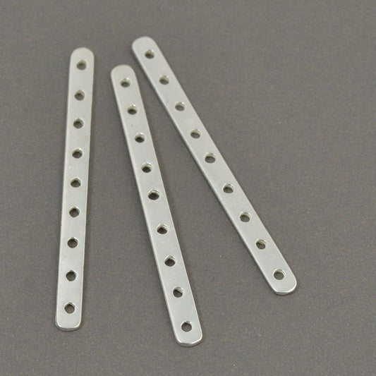 Separator/Connector - 9-hole Flat Spacer Bar - Bright Silver
