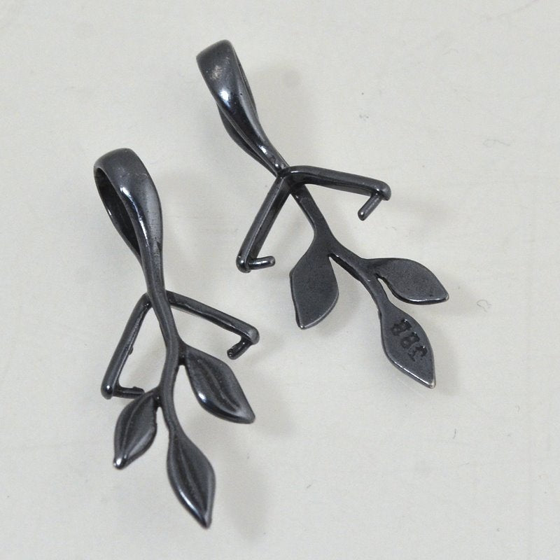 Pinch Bail -  Leafy Vine for Side Drilled - Gunmetal