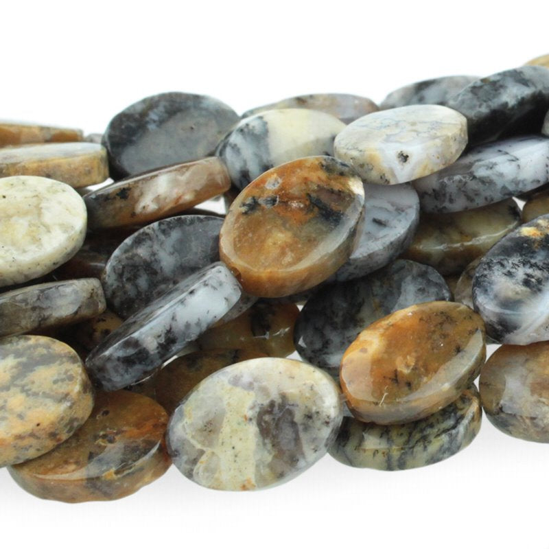 Black Moss Opal   10x14mm Oval 8in