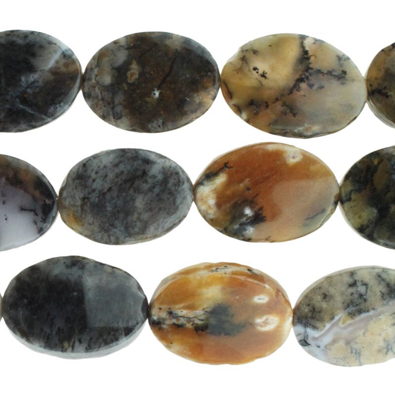 Black Moss Opal   10x14mm Oval 8in