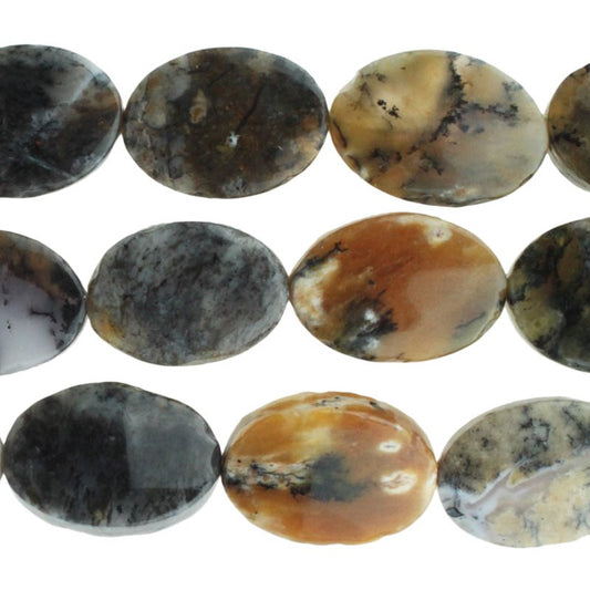 Black Moss Opal   10x14mm Oval 8in