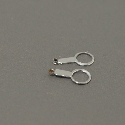 Earring -  Leaf Stud with Ring and Clutch - Silverplated (Pair)