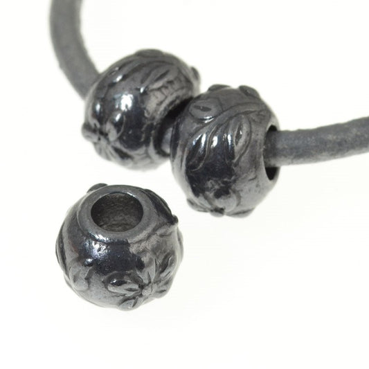 Metal Bead - Big Hole -  Fat Daisy - Gunmetal