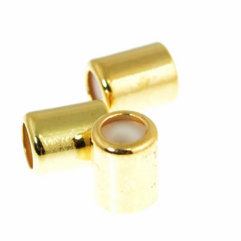 Silicone Filled Slider Smart Bead - 7mm Tube - Bright Gold Plated