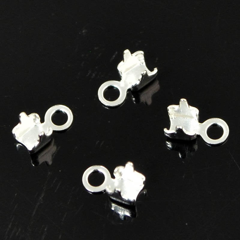 Rhinestone Chain End Connector - 2mm with Single Loop - Silver (10)