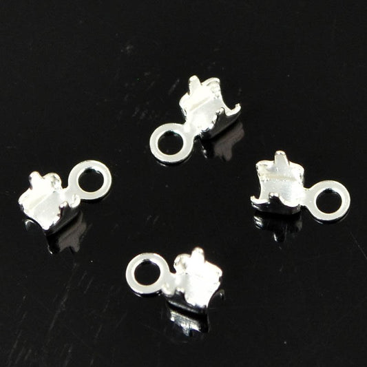 Rhinestone Chain End Connector - 2mm with Single Loop - Silver (10)