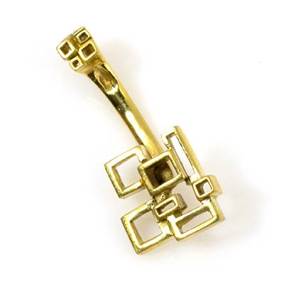 Bail -  Geometric Squares for 14mm Hole Donut - Bright Brass