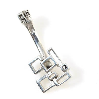 Bail -  Geometric Squares for 14mm Hole Donut - Sterling