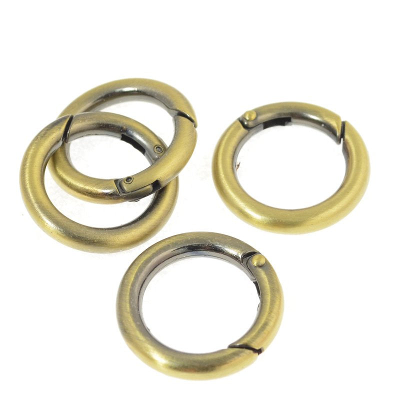 Spring Ring Clasp Simple Circle - 25mm - Antiqued Brass (2)