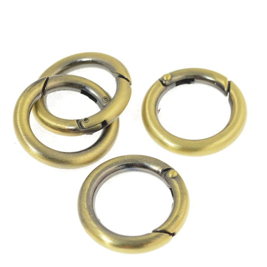 Spring Ring Clasp Simple Circle - 25mm - Antiqued Brass (2)