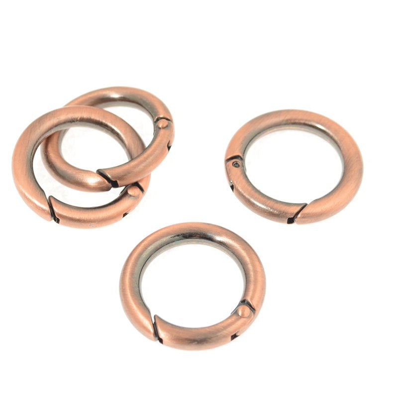 Spring Ring Clasp Simple Circle - 25mm - Antiqued Copper (2)