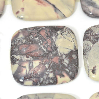 Stone -  Square Cushion Cabochon - Porcelain Jasper