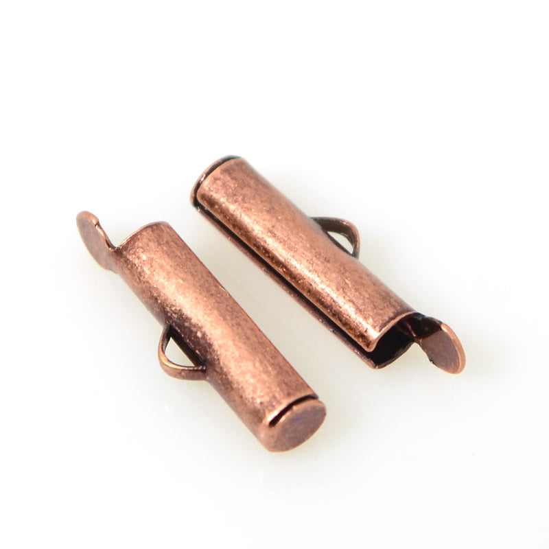Slide End Tube - 16mm ID 3mm - Antiqued Copper (Pair)