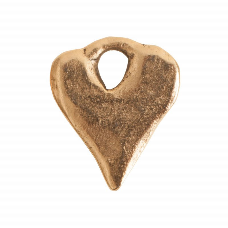 Rustic Heart Charm   Ant Gold Each