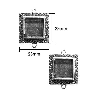 Resin Bezel Tray - Small Milan Square - Antiqued Silver (Pack of 2)