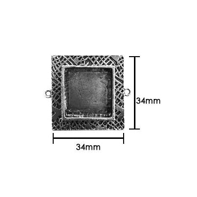 Resin Bezel Tray - Medium Milan Square - Antiqued Silver