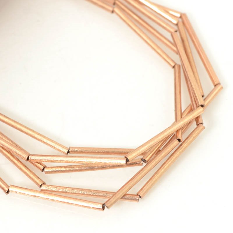 Metal Beads - 31mm Skinny Tubes - Copper Rose-Gold (strand)