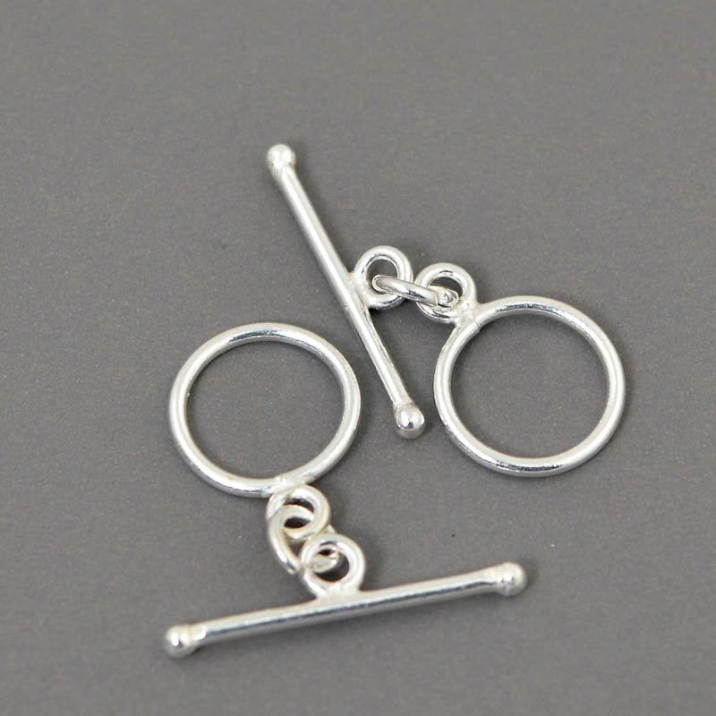 Toggle Clasp -  Plain Toggle - Bright Silver (17)