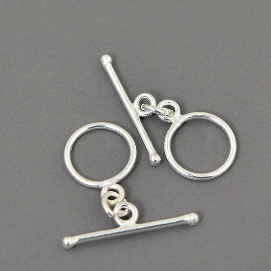 Toggle Clasp -  Plain Toggle - Bright Silver (17)