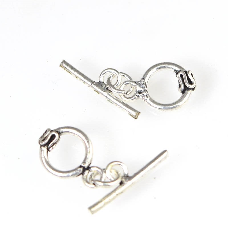 Toggle Clasp -  Serpented Toggle - Antiqued Silver (26)