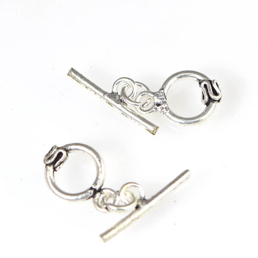 Toggle Clasp -  Serpented Toggle - Antiqued Silver (26)