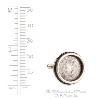 Findings - Cuff Links - ID 16.6mm - Traditional Round - Antique Gold (pair)