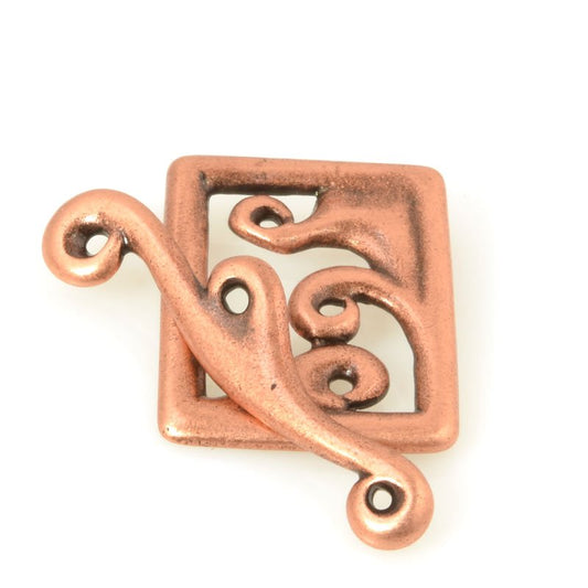 Toggle Clasp -  Framed Waves - Antiqued Copper