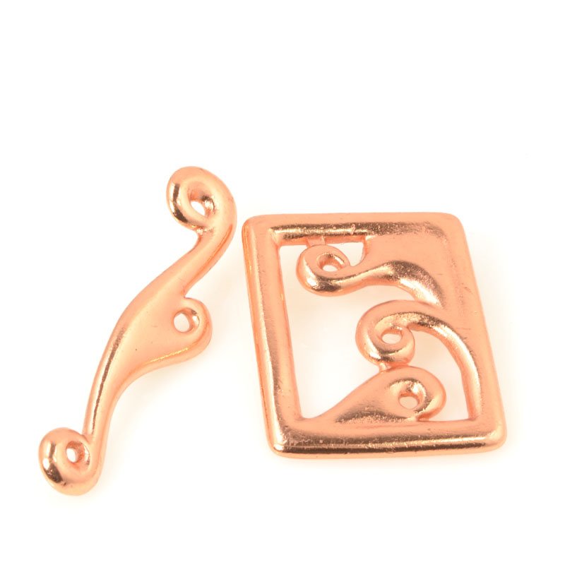 Toggle Clasp -  Framed Waves - Bright Copper