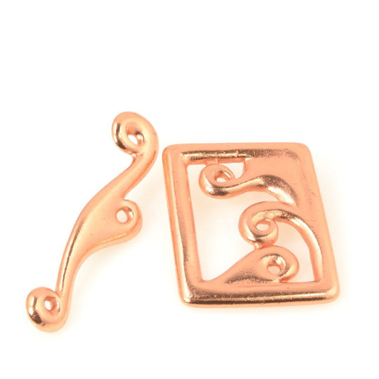 Toggle Clasp -  Framed Waves - Bright Copper