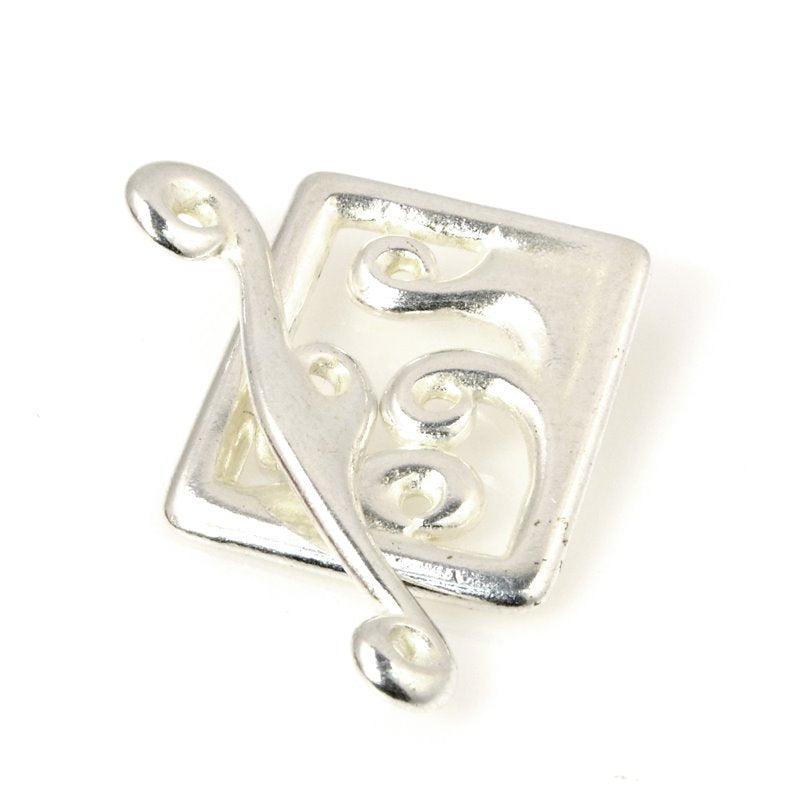 Toggle Clasp -  Framed Waves - Bright Silver