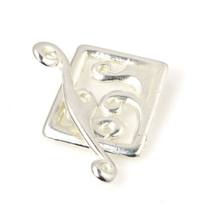 Toggle Clasp -  Framed Waves - Bright Silver