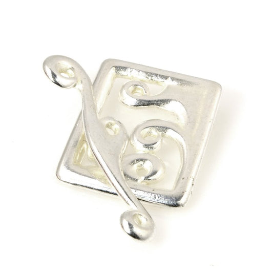 Toggle Clasp -  Framed Waves - Bright Silver