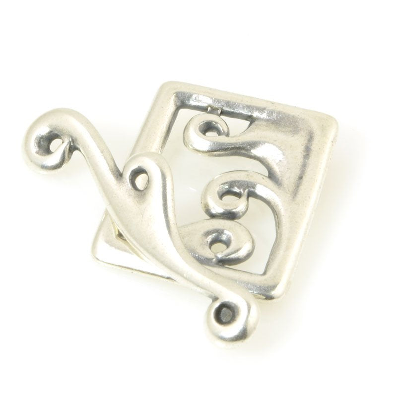 Toggle Clasp -  Framed Waves - Antiqued Silver
