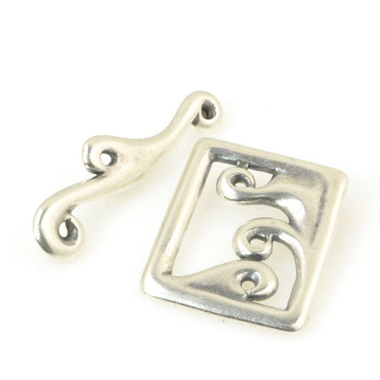 Toggle Clasp -  Framed Waves - Antiqued Silver