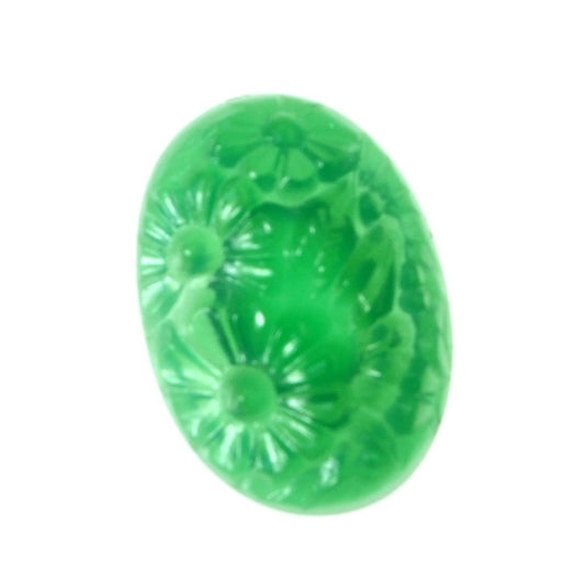 Molded Glass Cabochon - 13x18mm Daisy Oval - Jade Green