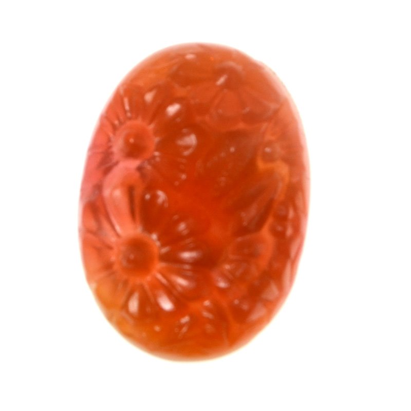 Molded Glass Cabochon - 13x18mm Daisy Oval - Carnelian Orange