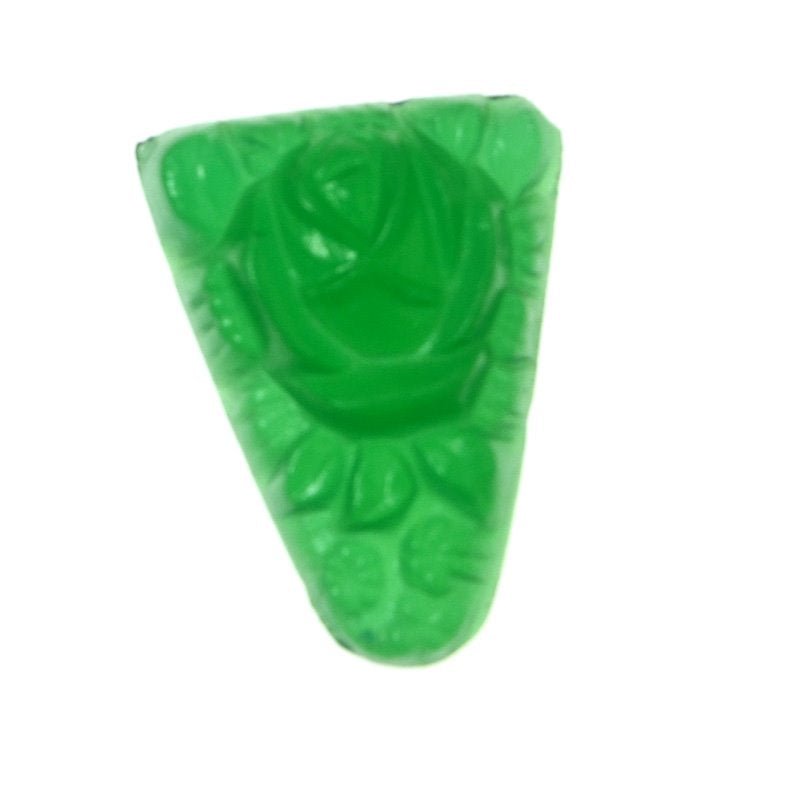 Molded Glass Cabochon - 13x18mm Rose Keystone - Jade Green