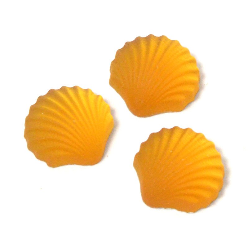 Glass Cabochon - 8mm Scallop Shell - Matte Topaz