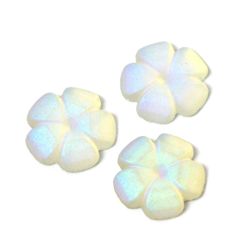 Glass Cabochon - 8mm Flat Flower - Matte Crystal AB