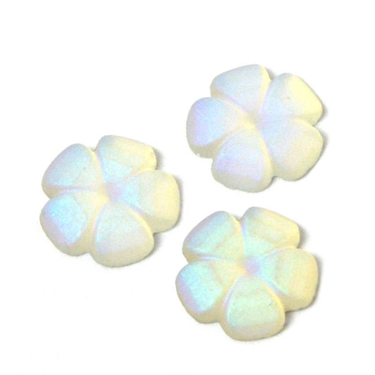 Glass Cabochon - 8mm Flat Flower - Matte Crystal AB